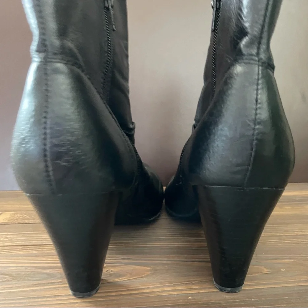 A.N.A. (Ana)  Black Leather Heeled Booties